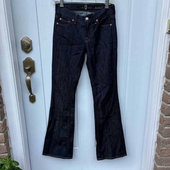 7 FOR ALL MANKIND Bootcut Original fit Jeans Womens size 24 denim dark wash EUC - Picture 2 of 9